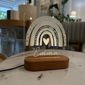 Custom Night Light Lamp-Moon Stars Butterfly Rainbow for Kids Room Decor-Personalize Name Kids Night Light Desk Lamp-Birthday Christmas Gift