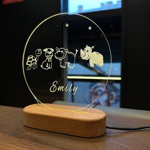 Safari Night Light, Baby Gift , Kids Night Light, Nursery Night Light, Personalized Night Light, Childs Playroom, Gift For Kids, Baby Shower