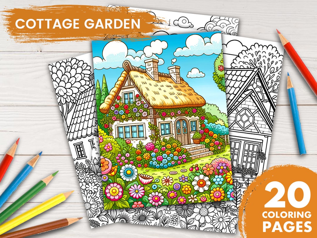 20 Printable Cottage Garden Coloring Pages Coloring Book Adults Kids