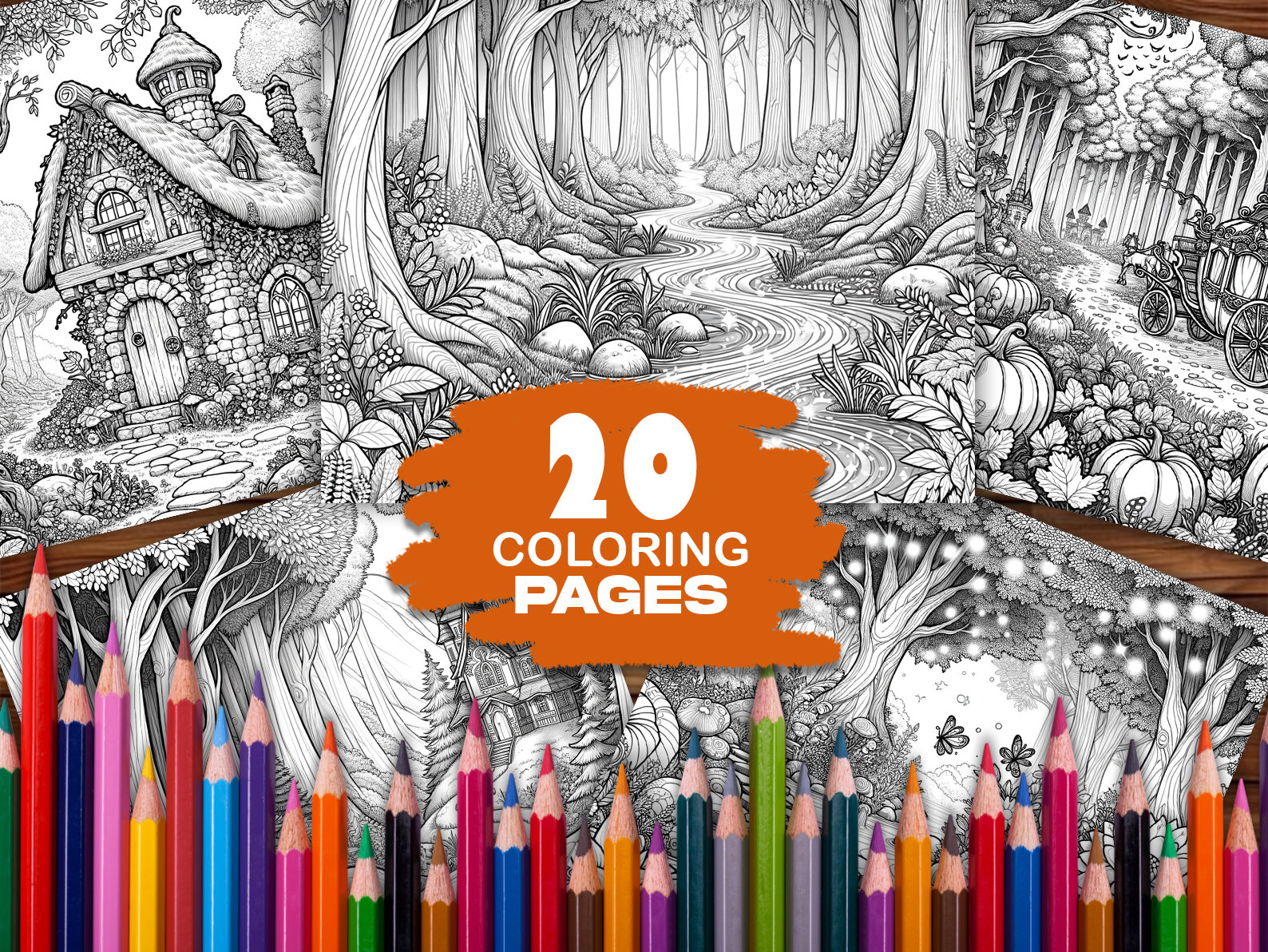 20 Printable Enchanted Forest Coloring Pages Coloring Book Adults Kids ...
