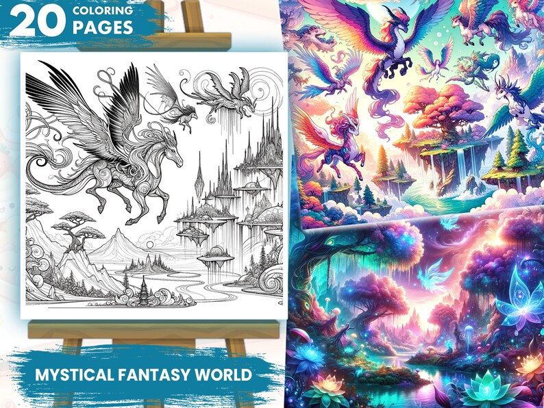 20 Printable Mystical Fantasy World Coloring Pages Coloring Book Adults ...