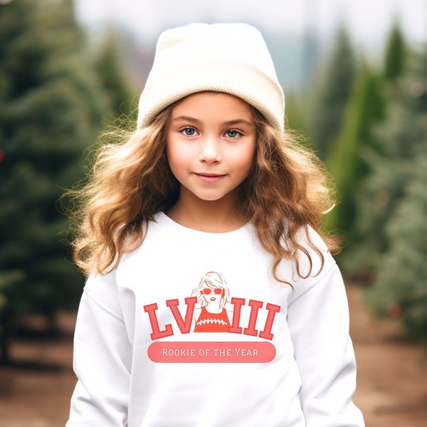 SB LVIII Rookie des Jahres Taylor und Travis Jugend Rundhals-Sweatshirt, Kelce und Swift, großes Fußballspiel MVP, Kinder-Swiftie-Fan-Outfit-Shirt