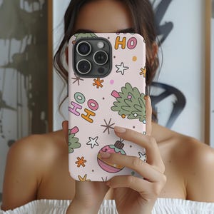 Christmas Tree iPhone Case | Cute Holiday Ornament and Tree Patterned Phone Cover | Fun and Festive Holiday Design