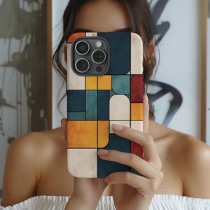 Magnetic Clear Impact Cases, Vintage Glass Mosaic Phone Case, Magsafe Compatible, Unique Phone Protection, Trendy Phone Accessory, Stylish