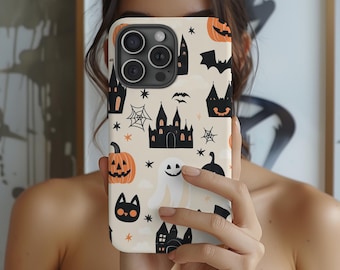 Durable Ghost and Pumpkin Design Case for Fall