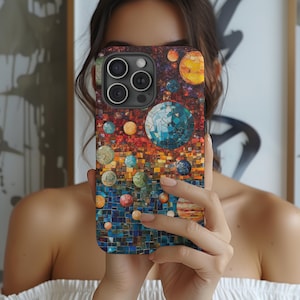Magnetic Clear Impact Cases, Magsafe Cosmic Mosaic Phone Case, Astronomy Phone Case, Nebula iPhone Cover, Space Lover Gift, Galaxy iPhone