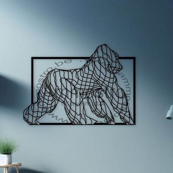 Gorilla monkey animal 2D 3D look Wall Sticker WallArt Wall Decoration Engraving Silhouette CNC Router Laser Digital vector Instant download