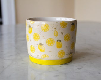 Lemony Fresh Beverage Tumbler, Handmade Ceramic Cup