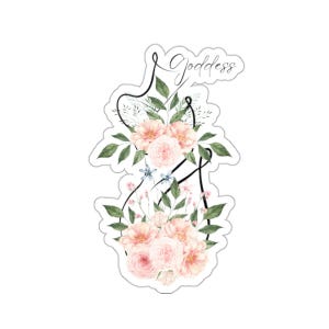 Déesse florale féminine Body Art Kiss-Cut Sticker divinité énergie féminine pour agenda Calendrier bouteille d'eau Sticker pour ordinateur portable Agenda pour femme