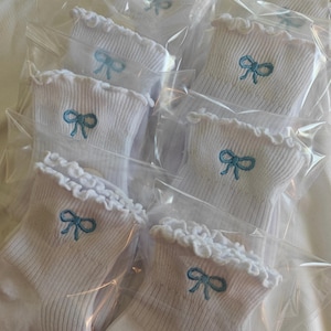 Bow embroidered socks ribbon embroidered coquette socks women's ruffled socks lightweight girly ribbed socks gift for her dainty bow socks zdjęcie 12