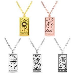 Collana personalizzata con carte dei tarocchi, placcata in oro 18 carati, collana personalizzata con carte dei tarocchi, regalo per lei, regalo per lui, regalo per la festa della mamma, unisex