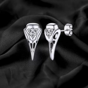 Wikinger Raben Schädel Ohrstecker mit keltischem Knoten, Wikinger Ohrringe, Ohrstecker für Männer / Frauen, Geschenke für Ihn, Geschenke für Sie