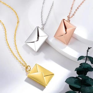 Collar con sobre personalizado con nombre y foto, medallón con sobre personalizado, collar con carta de amor, regalo para ella/aniversario/esposa/novia/hija