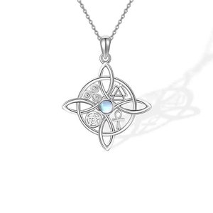 Collar de nudo de bruja con piedra de nacimiento, joyería de bruja de cruz celta, regalos para ella/novia/día de la madre/aniversario/amiga