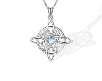 Witches Knot Necklace with Birthstone, Celtic Cross Witch Jewelry, Gifts for Her/Girlfriend/Mothers Day/Anniversary/Friend