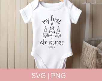 My First Christmas SVG PNG, First Christmas SVG, Baby's First Christmas Svg, Christmas Onesie Svg, Baby Christmas Svg, First Christmas Png