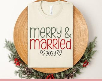 Merry and Married SVG PNG, First Christmas Married SVG, First Christmas as Mr and Mrs Svg, Newlywed Christmas Svg Png