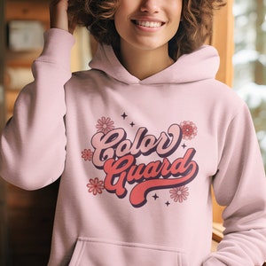 Retro Color Guard Hooded Sweatshirt, Color Guard Hoodie, Gift for Color Guard, Band Mom Clothing, Winter Guard Apparel, Marching Band Hoodie