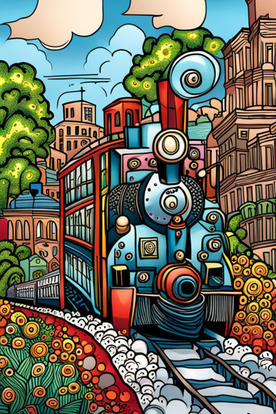 Zentangle Train Coloring Book Etsy