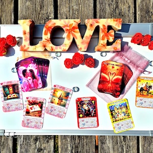Set di 2 carte oracolo sull'amore: Lenormand di Cuori e Tarocchi di Cuori – Carte per l'amore, le relazioni e le anime gemelle