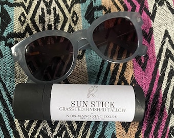 Sun Stick - Mineral Non-Nano Zinc and Tallow Sunscreen Stick SPF 25 Unscented All Natural On-The-Go Sunscreen