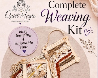 Tiny Complete Weaving Loom Kit. Video Tutorial. Learning the Basics of Easy Frame Weaving, Creating Mini Tapestry. Beginners learn to weave.