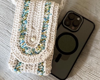 Beige Crochet Phone Bag, Crossbody phone holder, Handmade Phone HolderCrochet Phone case, Sunglasses crochet case
