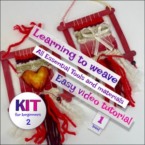 Beginners Mini Weaving Kit | Learn to Weave Tapestry with Video Tutorial Level 1 Lesson 2 | Includes Tools and Materials
