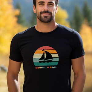 Born to Sail Retro t-shirt, Sport T, Holiday T, Water Sport Tee, Vacation T, Unisex Jersey Short Sleeve Tee