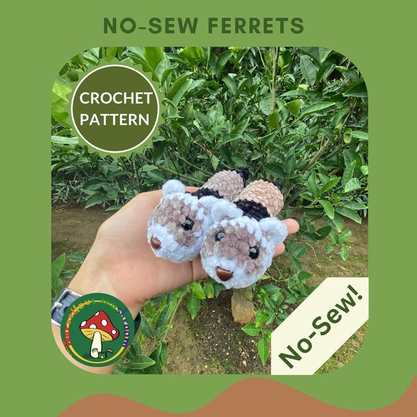 NO-SEW Ferret DIGITAL Pattern, Crochet Cute Ferret Plush Pattern