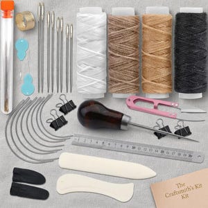 Book Binding Supplies Kit, Waxed Thread, Bone Folder, Awl, Needles & Scissors, DIY Bookbinding Tools for Beginners