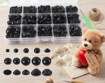 566 yeux de sécurité en plastique avec rondelles, yeux au crochet pour amigurumi, peluches, poupées, tricot et projets de loisirs créatifs