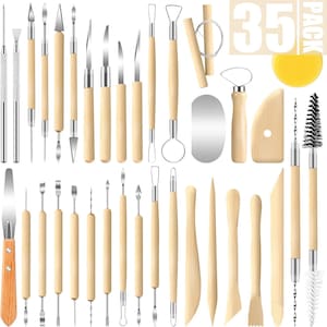 Pottery Tools 35pcs Polymer Clay Tools, DIY Pottery Tools & Sculpting Tools, Polymer Modeling Clay Cutters Sculpture Set for Carving Gift