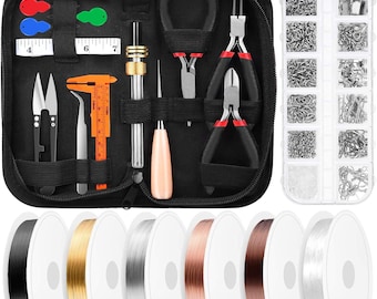 Kit de artesanato com arame para confecção de joias, reparos e bijuterias, incluindo arame para anéis, ferramenta inicial para montagem de joias, ideal para presente.