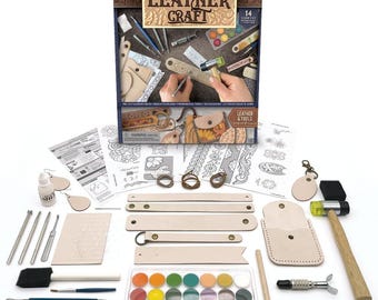 80pcs Leather Working Kit for Beginners, Leather Tooling Kit with Leather Stamps, Leather Crafting Kit for Adults & Teens, Adult Project Kit