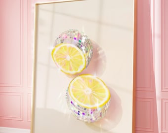Lámina artística Disco Lemon / Decoración de cocina glamurosa (Descarga digital)