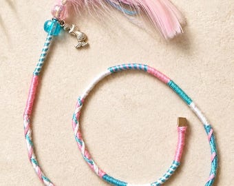 Pañuelo para el cabello azul, rosa y blanco para niñas | Accesorio para el cabello