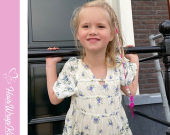 Trendy ibiza roze haaraccessoires, hairwraps voor kinderen - 40 cm