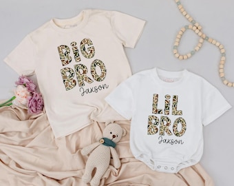 Conjunto de camuflaje para hermano mayor y hermano menor, anuncio de hermano, camisetas a juego para hermanos, regalo de cumpleaños para niño
