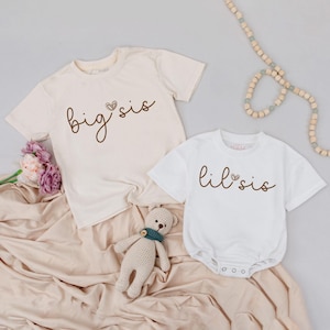 Big and Little Sis Matching Shirts, Cute Big Sister Toddler Shirt, Personalized Sibling Shirts, Baby Announcement, Baby Boys Girls Clothes