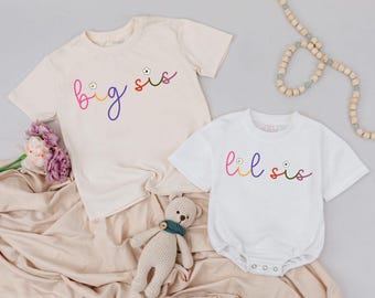 Personalized Sibling Shirts, Big and Little Sis Matching Shirts, Cute Big Sister Toddler Shirt, Baby Announcement, Baby Boys Girls Clothes