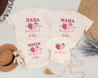 Berry First Family Birthday Shirts, Sweet One Family Shirts, Strawberry 1st Birthday Outfit, Mommy and Me Berry Family Tees, Berry Birthday
