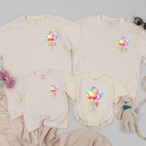 Personalized Colorful Balloon Birthday Shirt, 1st Birthday Outfit, Rainbow Balloons, Matching Family Shirts, Mommy and Me, Birthday Gift
