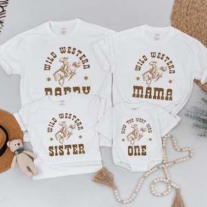 How The West Was One Birthday Outfit, Cowboy 1st Birthday, Wild West Tee, Western Birthday Shirts, Matching Family Shirt, Bull Skull T-Shirt