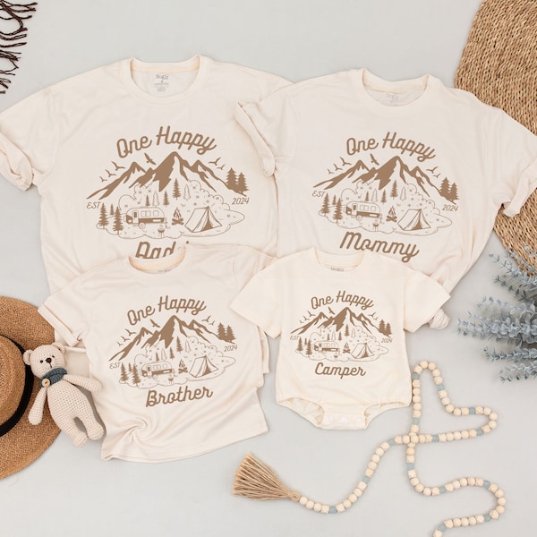 One Happy Camper 1st Birthday Shirt, Camping First Birthday Outfit, Family Matching Camp Tees, Camping Vacation Shirt, Mommy and Me Shirts