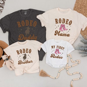 My First Rodeo Birthday Family Matching Shirt, 1st Rodeo Western Farm Theme Birthday Party T-shirt, Baby Romper, Matching Family Outfit