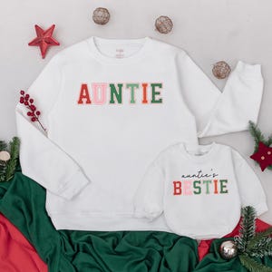 Personalized Auntie and Auntie&#39;s Bestie Sweatshirts, Auntie Me Sweaters, Aunt Niece Sweatshirts, Gift for Aunt,Aunt Nephew, Christmas Outfit