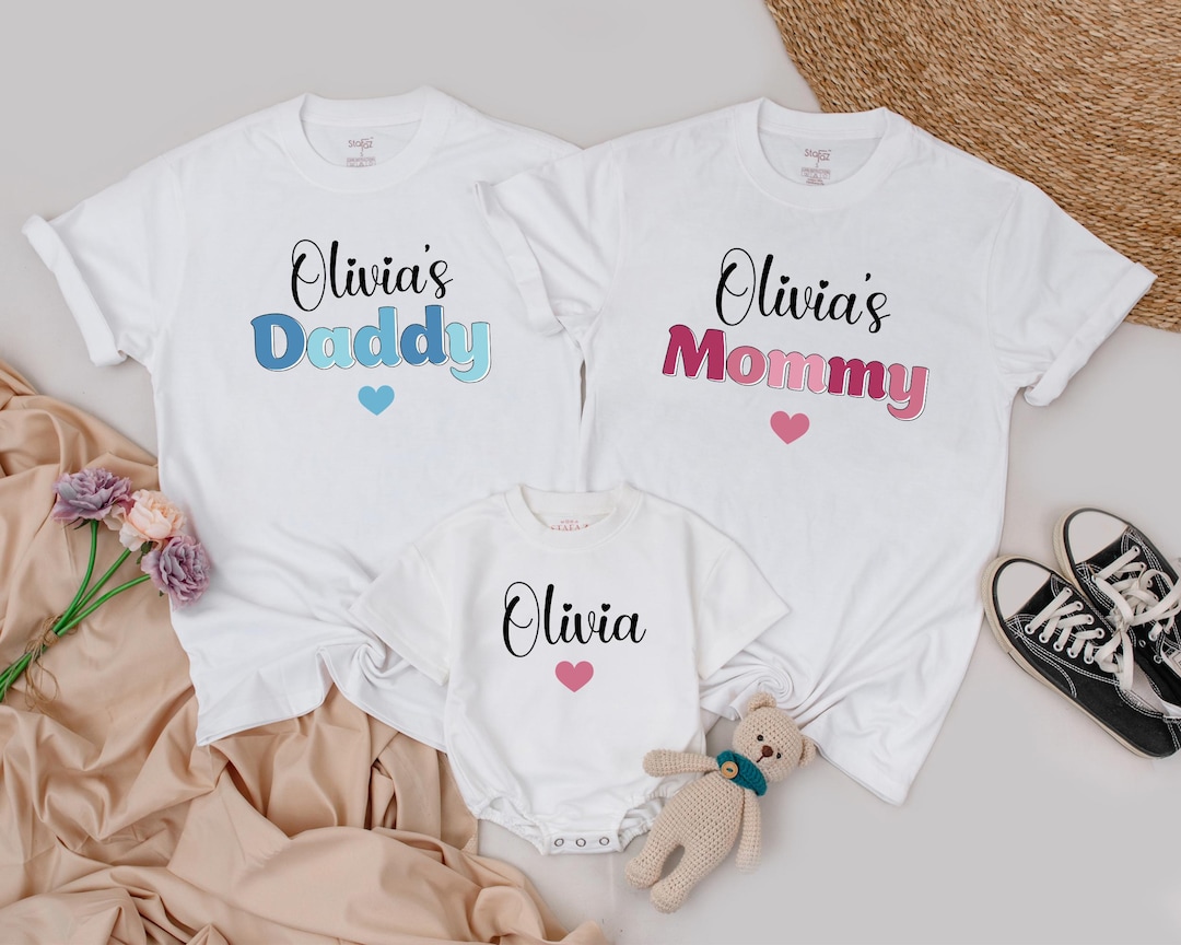 Personalized Name Family Shirts, Mom Dad Baby Matching Outfits, First ...