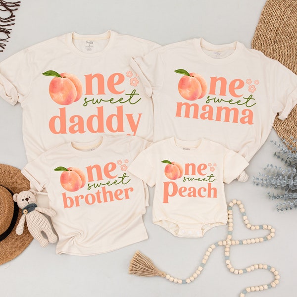 One Sweet Peach Birthday Shirt, 1st Birthday Outfit, Peach Birthday Party, Peach 1st Birthday, Mommy and Me Shirts, Matching Family Birthday