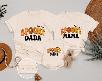 Spooky Family Matching Halloween Shirts, Spooky Mama Dada Mini Shirts, Halloween Family Matching Outfit, Cute Ghost Family Shirts